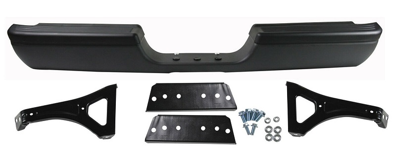 Black Powdercoated Rear Bumper w/Brackets 94-02 Dodge Ram